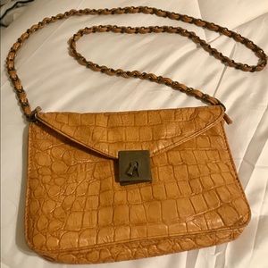 Satchel - mustard yellow snack print